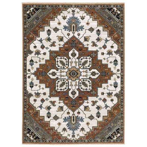 Oriental Weavers Keira Area Rug KEI03 Traditional Rust Floral 5' 3" X 7' 6" Rectangle
