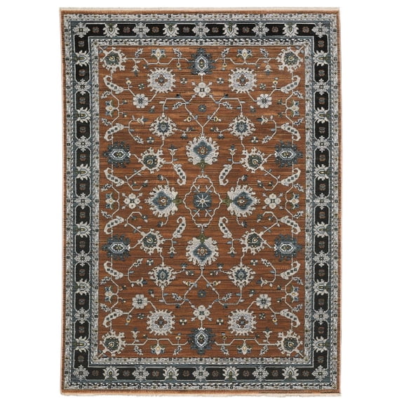 Oriental Weavers Keira Area Rug - KEI05 - 5'3" x 7'6" - in Rust/ Gray - Vintage Inspired, Stain Resistant, Family and Pet Friendly , Bedroom, Office Rug