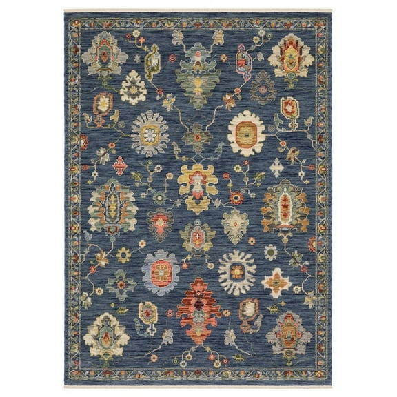 Oriental Weavers Lucca Wool Blend Area Rug - 2863B - 5'3" x 7'6" - in Blue/ Multi - Vintage Inspired, Wool Blend, Bedroom, Office Rug