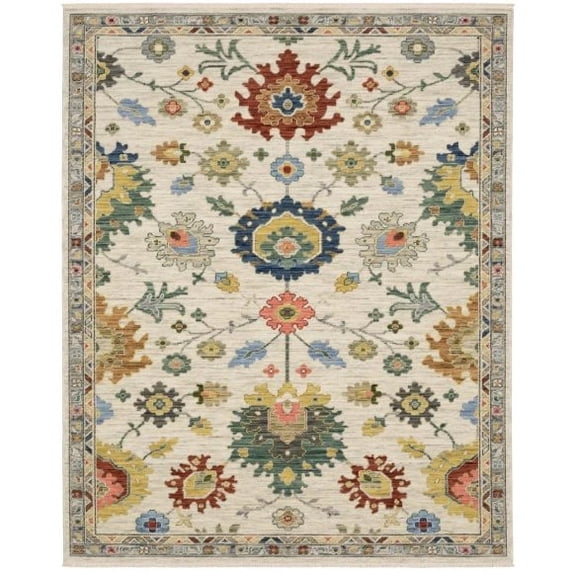 Oriental Weavers Lucca Wool Blend Area Rug - 2888L - 5'3" x 7'6" - in Ivory/ Multi - Vintage Inspired, Wool Blend, Bedroom, Office Rug
