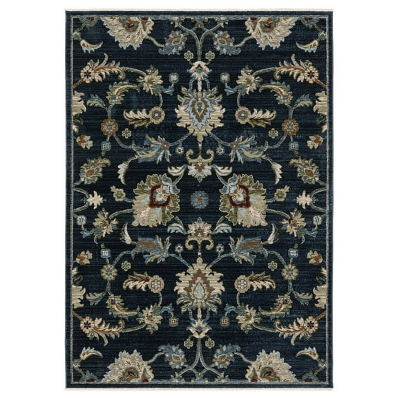 Oriental Weavers Capella Area Rug - CAP05 - 6'7" x 9'6" - in Navy Blue/ Multi - Vintage Inspired, Stain Resistant, Family and Pet Friendly , Dining, Living Room Rug