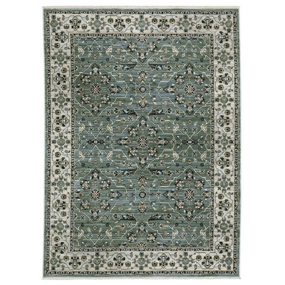 Oriental Weavers Keira Area Rug - KEI07 - 6'7" x 9'6" - in Blue/ Green - Vintage Inspired, Stain Resistant, Family and Pet Friendly , Dining, Living Room Rug