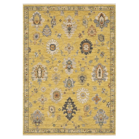 Oriental Weavers Lucca Wool Blend Area Rug - 2863G - 6'7" x 9'6" - in Yellow/ Multi - Vintage Inspired, Wool Blend, Dining, Living Room Rug
