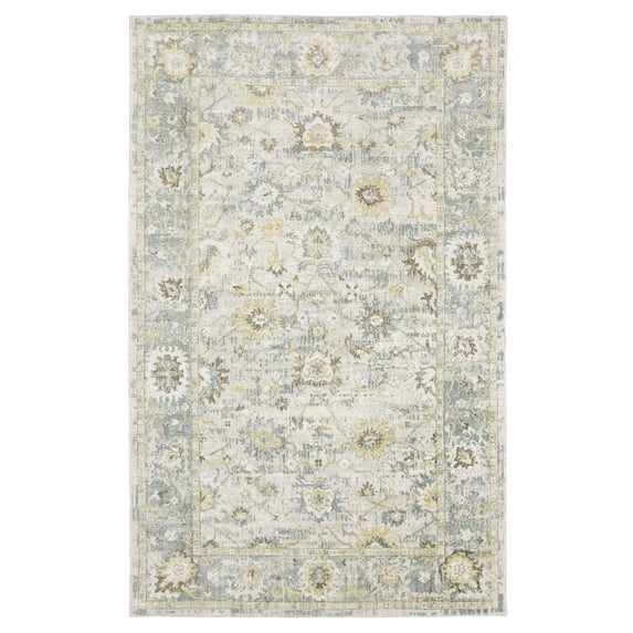 Oriental Weavers Windham Hand-made Wool Blend Area Rug - WIN06 - 6' x 9' - in Ivory/ Blue - Vintage Inspired, Hand-Made Wool Blend Rugs, Dining, Living Room Rug