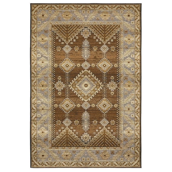 Oriental Weavers Naples Area Rug 1441X Outdoor Brown Medallion 7'10" X 10' Rectangle