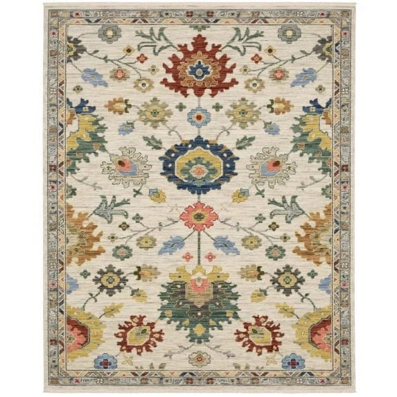 Oriental Weavers Lucca Wool Blend Area Rug - 2888L - 7'10" x 10'10" - in Ivory/ Multi - Vintage Inspired, Wool Blend, Dining, Living Room Rug