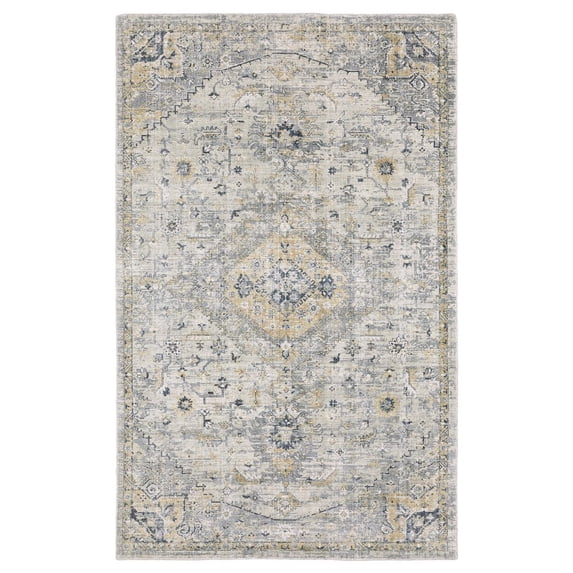 Oriental Weavers Windham Hand-made Wool Blend Area Rug - WIN03 - 8' x 10' - in Gray/ Gold - Vintage Inspired, Hand-Made Wool Blend Rugs, Dining, Living Room Rug