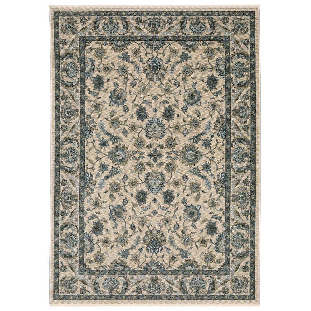 Aberdeen Beige and Blue 4' x 6' Synthetic Area Rug