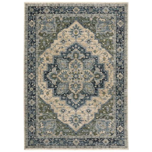 Oriental Weavers Aberdeen Area Rug - 051G1 - 2' x 3' - in Blue/ Tan - Vintage Inspired, Stain Resistant, Family and Pet Friendly , Entryway, Bathroom Accent Rug