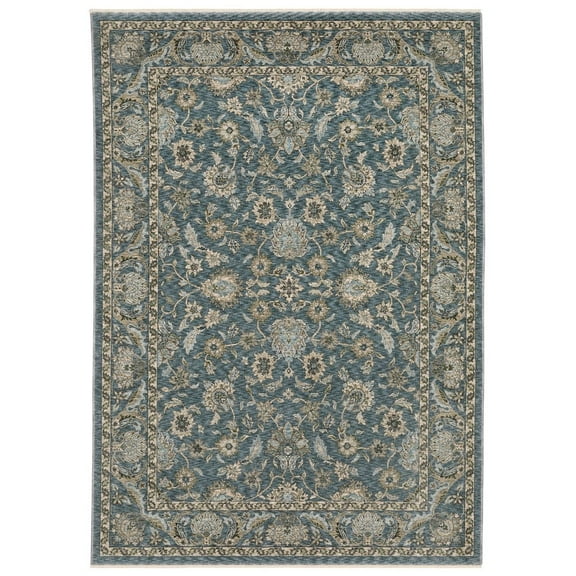 Oriental Weavers Aberdeen Area Rug - 070H1 - 5'3" x 7'6" - in Blue/ Beige - Vintage Inspired, Stain Resistant, Family and Pet Friendly , Bedroom, Office Rug