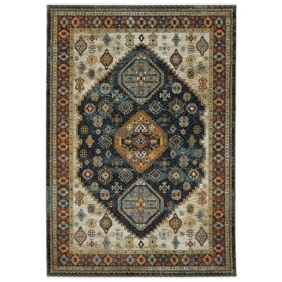 Oriental Weavers Aberdeen Area Rug - 005W1 - 9'10" x 12'10" - in Blue/ Multi - Vintage Inspired, Stain Resistant, Family and Pet Friendly , Family, Dining, Living Room Rug