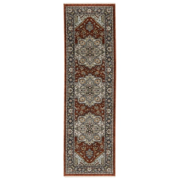 Oriental Weavers Aberdeen Area Rug - 1144R - 2'3" x 7'6" - in Red/ Blue - Vintage Inspired, Stain Resistant, Family and Pet Friendly , Entryway, Hallway Runner Rug
