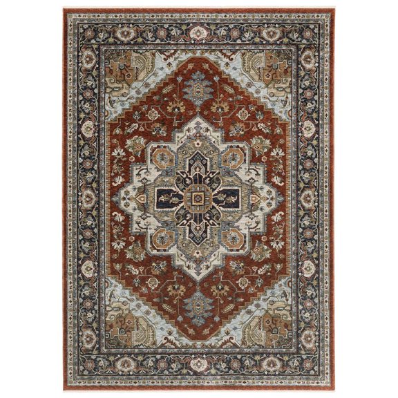 Oriental Weavers Aberdeen Area Rug - 1144R - 7'10" x 10'10" - in Red/ Blue - Vintage Inspired, Stain Resistant, Family and Pet Friendly , Dining, Living Room Rug