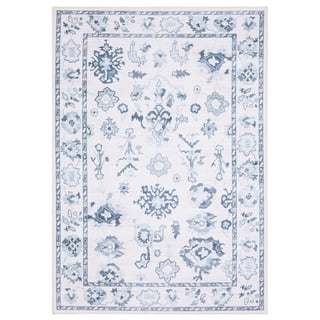 ROW by Oriental Weavers Addison ADD02 - Machine Washable - Flat Weave - Printed Area Rug - 5' x 7' - in Ivory/ Blue - Traditional Style, Bedroom, Entryway