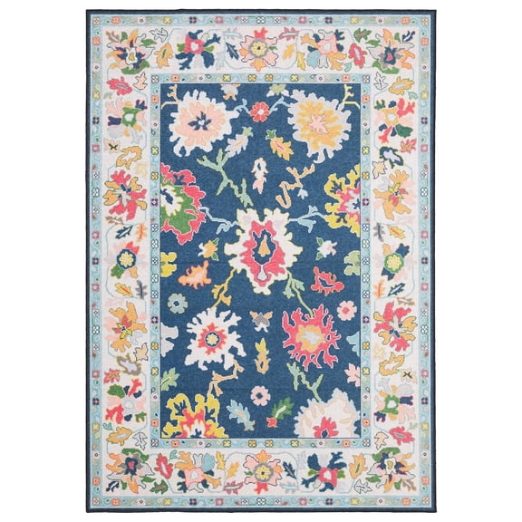 ROW by Oriental Weavers Addison ADD03 - Machine Washable - Flat Weave - Printed Area Rug - 9'10" x 12' - in Blue/ Multi - Traditional Style, Living Room, Family Room, Dining Room Rug