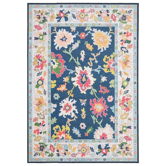ROW by Oriental Weavers Addison ADD03 - Machine Washable - Flat Weave - Printed Area Rug - 9'10" x 12' - in Blue/ Multi - Traditional Style, Living Room, Family Room, Dining Room Rug