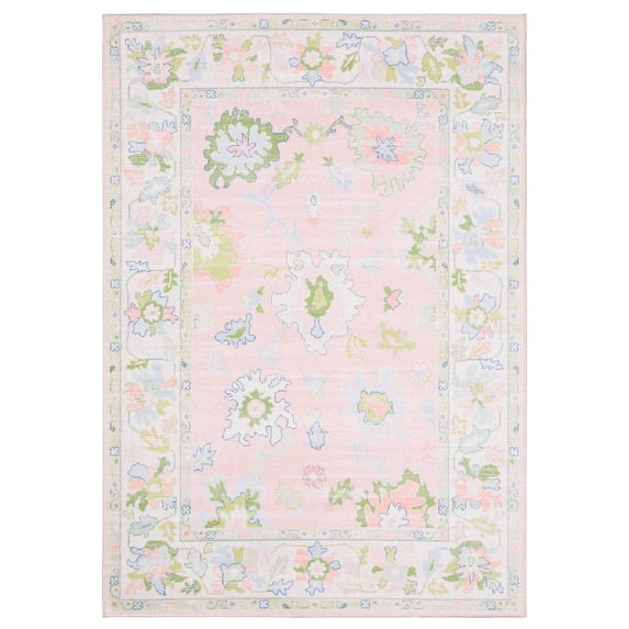 ROW by Oriental Weavers Addison ADD04 - Machine Washable - Flat Weave - Printed Area Rug - 7'6" x 9'10" - in Pink/ Green - Traditional Style, Dining Room, Living Room