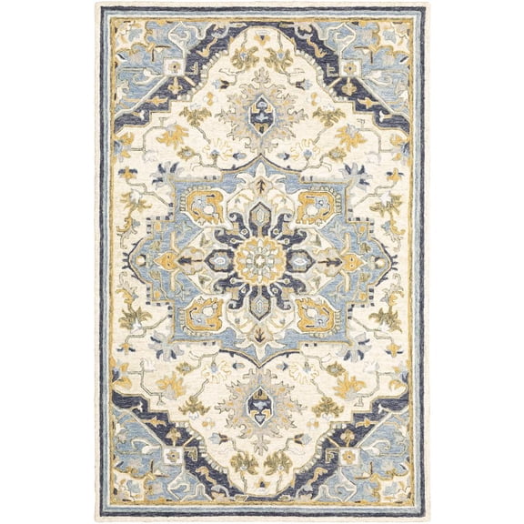 Oriental Weavers Alfresco Area Rug 28402 Casual Blue Bulbs Scrolls 3' 6" x 5' 6" Rectangle