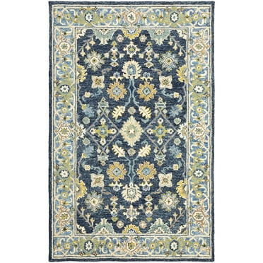 Oriental Weavers Alfresco Hand-made Wool Area Rug - 28405 - 8' x 10' - in Navy/ Blue - Vintage Inspired, Hand-Made Wool Rugs, Dining, Living Room Rug