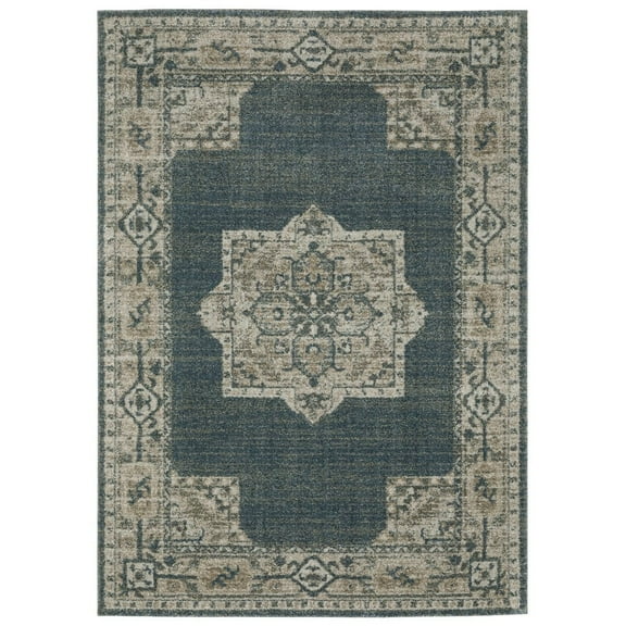 Oriental Weavers Alton Area Rug 5501B Traditional Blue Distressed Oriental 9'10" X 12'10" Rectangle