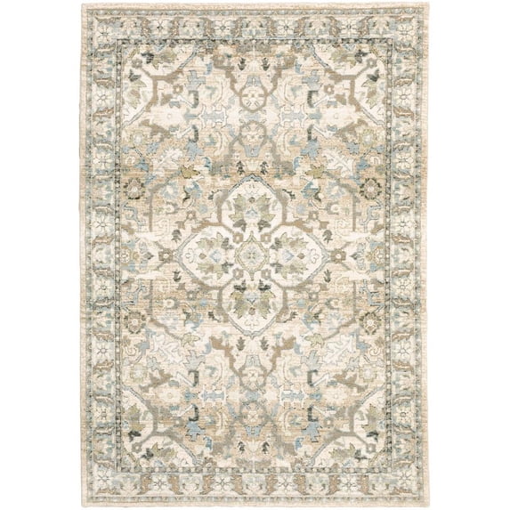 Oriental Weavers Andorra Area Rug 9818G Traditional Beige Faded Vines 6' 7" x 9' 6" Rectangle