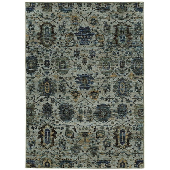Oriental Weavers Andorra Area Rug - 7120A - 10' x 13'2" - in Blue/ Navy - Vintage Inspired, Stain Resistant, Family and Pet Friendly , Family, Dining, Living Room Rug