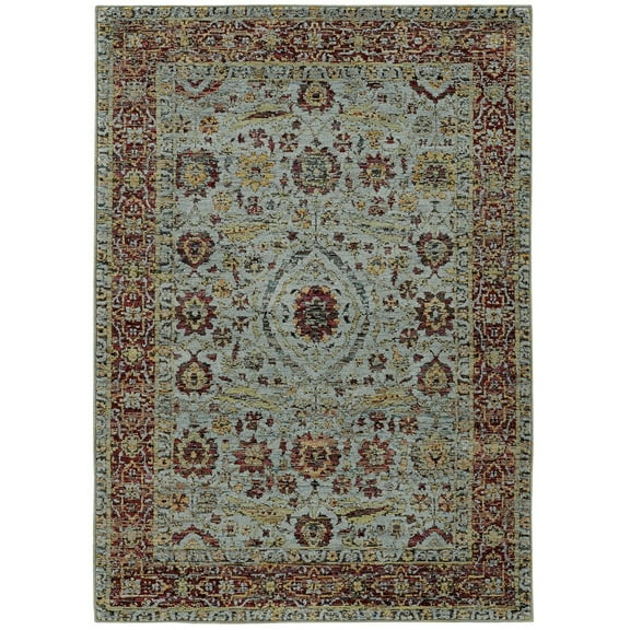 Oriental Weavers Andorra Area Rug 7155A Casual Blue Petals Bordered 10' x 13' 2" Rectangle