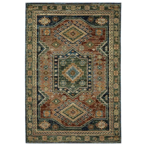 Oriental Weavers Andorra Area Rug - 2442A - 2'3" x 8' - in Blue/ Multi - Vintage Bohemian Style, Stain Resistant, Family and Pet Friendly , Entryway, Hallway Runner Rug