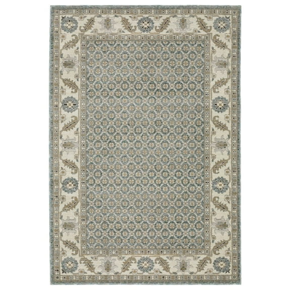 Oriental Weavers Andorra Area Rug - 2429A - 2'3" x 8' - in Blue/ Ivory - Vintage Inspired, Stain Resistant, Family and Pet Friendly , Entryway, Hallway Runner Rug
