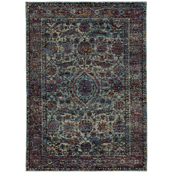 Oriental Weavers Andorra Area Rug - 6846B - 8'6" x 11'7" - in Blue/ Purple - Vintage Inspired, Stain Resistant, Family and Pet Friendly , Dining, Living Room Rug