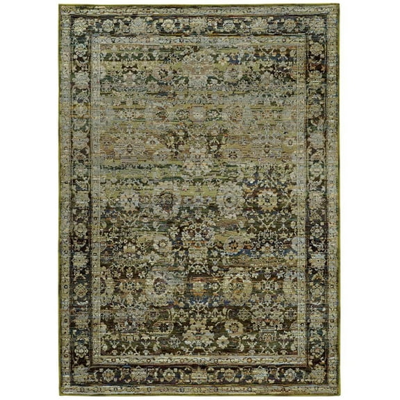 Oriental Weavers Andorra Area Rug 7125C Green Rings Scrolls 1' 10" x 3' 2" Rectangle