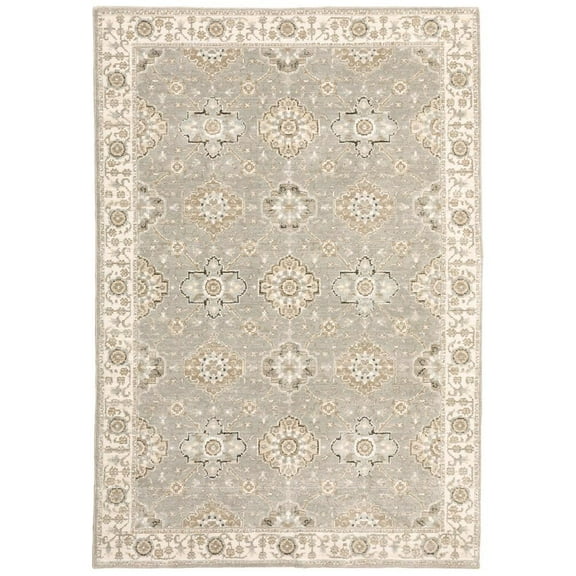 Oriental Weavers Andorra Area Rug - 8929H - 1'10" x 3'2" - in Gray/ Ivory - Vintage Inspired, Stain Resistant, Family and Pet Friendly , Entryway, Bathroom Accent Rug