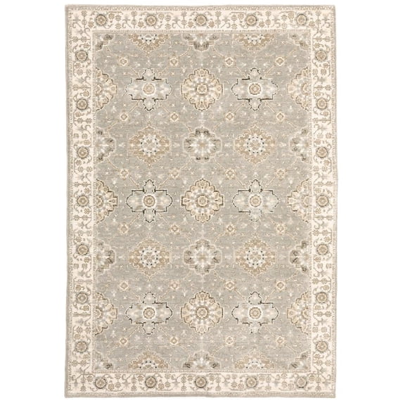 Oriental Weavers Andorra Area Rug - 8929H - 1'10" x 3'2" - in Gray/ Ivory - Vintage Inspired, Stain Resistant, Family and Pet Friendly , Entryway, Bathroom Accent Rug