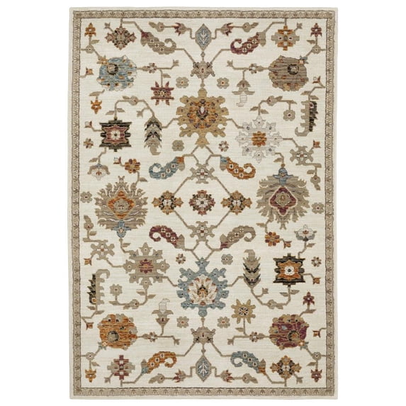 Oriental Weavers Andorra Area Rug - 2419B - 5'3" x 7'3" - in Ivory/ Multi - Vintage Inspired, Stain Resistant, Family and Pet Friendly , Bedroom, Office Rug