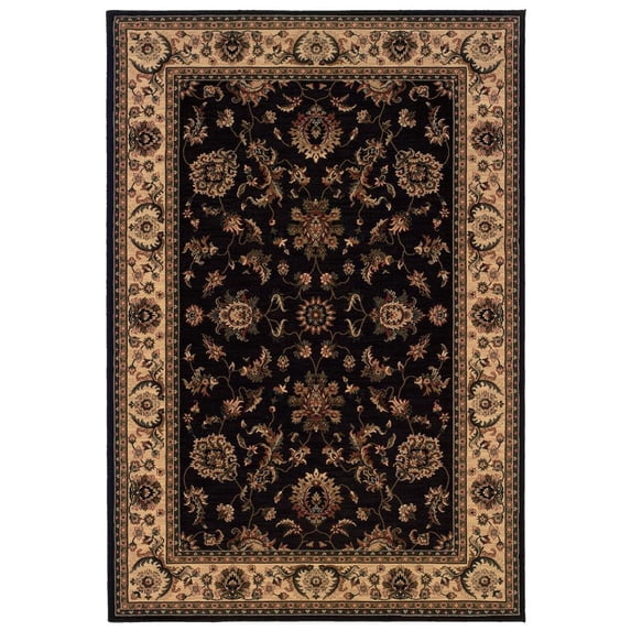 Oriental Weavers Ariana Area Rug - 311K3 - 5'3" x 7'9" - in Black/ Ivory - Vintage Inspired, Stain Resistant, Family and Pet Friendly , Bedroom, Office Rug