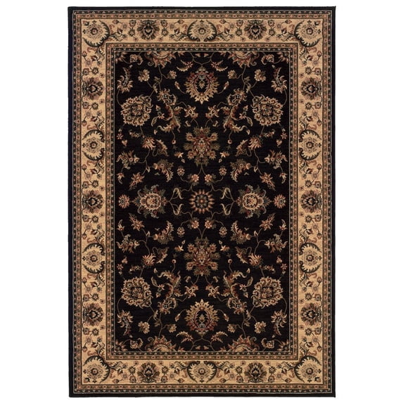 Oriental Weavers Ariana Area Rug - 311K3 - 7'10" x 11' - in Black/ Ivory - Vintage Inspired, Stain Resistant, Family and Pet Friendly , Dining, Living Room Rug