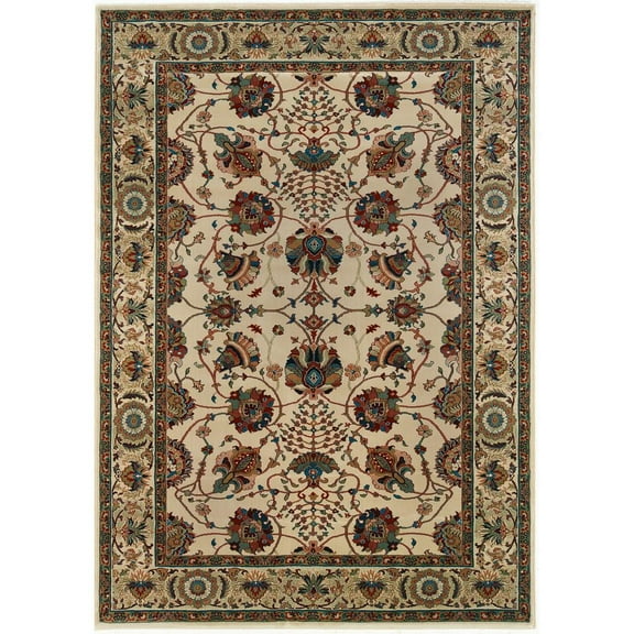 Oriental Weavers Ariana Area Rug - 431O3 - 4' x 6" - in Ivory/ Red - Vintage Inspired, Stain Resistant, Family and Pet Friendly , Entrway, Bedroom Rug