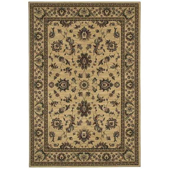 Oriental Weavers Ariana Area Rug - 311I3 - 5'3" x 7'9" - in Ivory/ Green - Vintage Inspired, Stain Resistant, Family and Pet Friendly , Bedroom, Office Rug