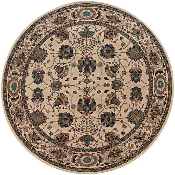 Oriental Weavers Ariana Area Rug - 431O3 - 6' Round - in Ivory/ Red - Vintage Inspired, Stain Resistant, Family and Pet Friendly , Dining Area Rug
