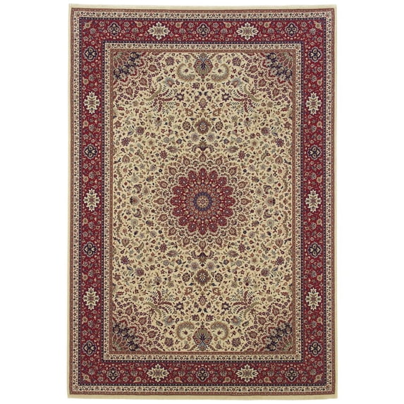 Oriental Weavers Ariana Area Rug - 095J3 - 7'10" x 11' - in Ivory/ Red - Vintage Inspired, Stain Resistant, Family and Pet Friendly , Dining, Living Room Rug