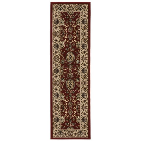 Oriental Weavers Ariana Area Rug - 130/8 - 2'3" x 7'9" - in Red/ Ivory - Vintage Inspired, Stain Resistant, Family and Pet Friendly , Entryway, Hallway Runner Rug