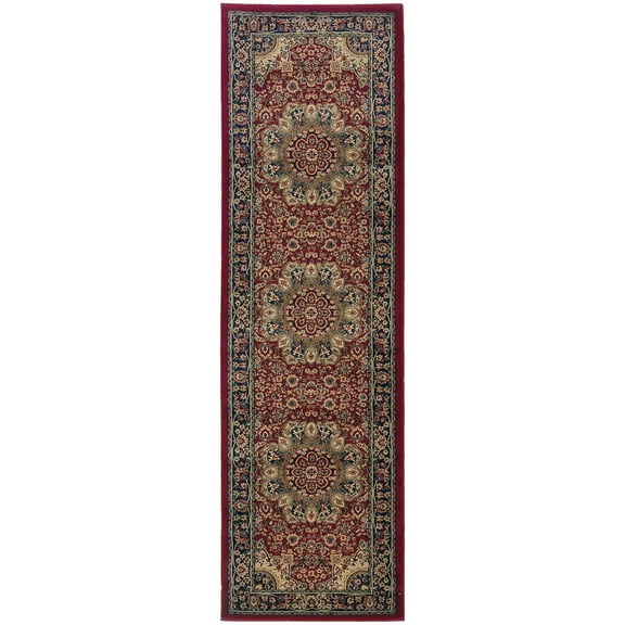 Oriental Weavers Ariana Area Rug - 116R3 - 2'7" x 9'4" - in Red/ Blue - Vintage Inspired, Stain Resistant, Family and Pet Friendly , Entryway, Hallway Runner Rug