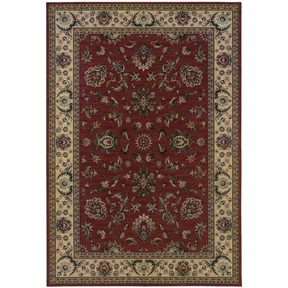 Oriental Weavers Ariana Area Rug - 311C3 - 6'7" x 9'6" - in Red/ Ivory - Vintage Inspired, Stain Resistant, Family and Pet Friendly , Dining, Living Room Rug