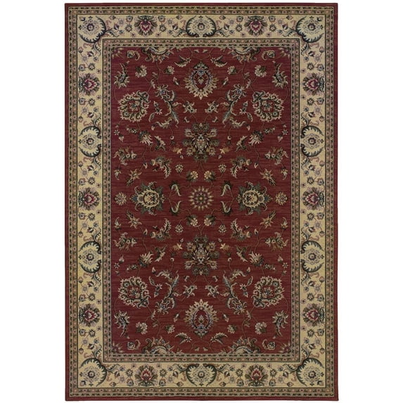 Oriental Weavers Ariana Area Rug - 311C3 - 7'10" x 11' - in Red/ Ivory - Vintage Inspired, Stain Resistant, Family and Pet Friendly , Dining, Living Room Rug