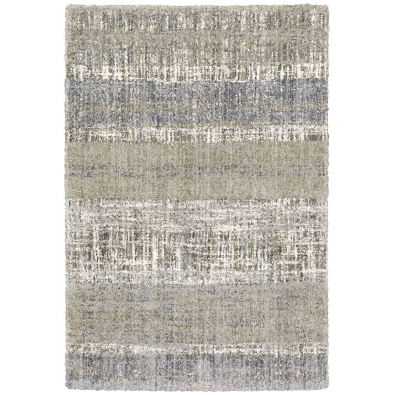 Oriental Weavers Aspen Shag Area Rug - 530J9 - 7'10" x 10'10" - in Grey/ Ivory - Plush Soft Shag, Modern Style, Stain Resistant, Cushion Feel, Dining, Living Room Rug