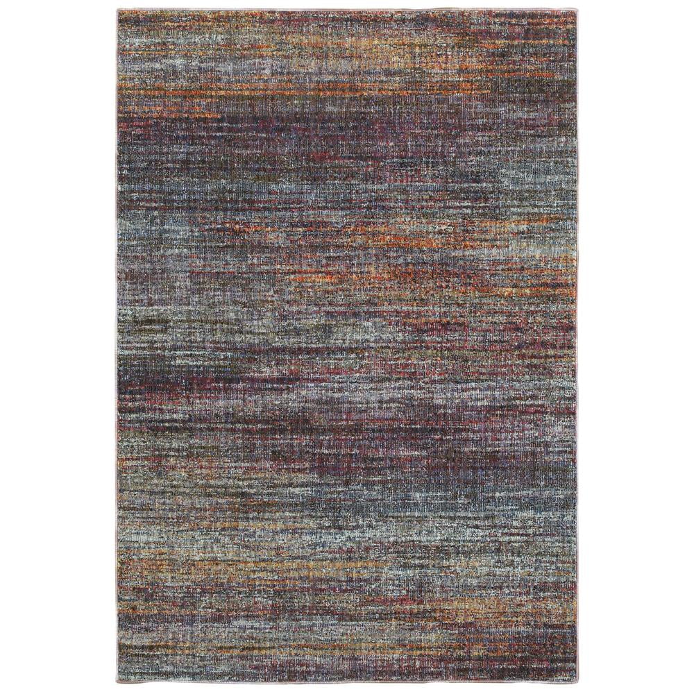 Gray and Multicolor Synthetic Low Pile Rectangular Area Rug