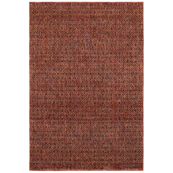 Oriental Weavers Atlas Area Rug - 8048K - 10' x 13'2" - in Red/ Rust - Soft Modern Style Area Rug, Stain Resistant, Family and Pet Friendly , Family, Dining, Living Room Rug