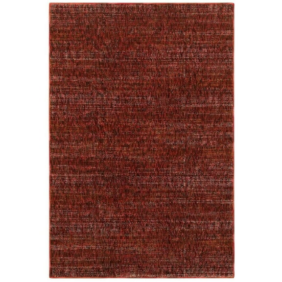 Oriental Weavers Atlas Area Rug - 8033K - 6'7" x 9'6" - in Red/ Rust - Soft Modern Style Area Rug, Stain Resistant, Family and Pet Friendly , Dining, Living Room Rug