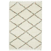 Oriental Weavers Axis Area Rug - AX08A - 5'3" x 7'6" - in Ivory/ Multi - Plush Soft Shag, Classic Casual Style, Stain Resistant, Cushion Feel, Bedroom, Office Rug