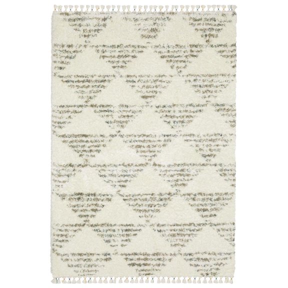Oriental Weavers Axis Area Rug - AX05A - 5'3" x 7'6" - in Ivory/ Multi - Plush Soft Shag, Casual Geometric, Stain Resistant, Cushion Feel, Bedroom, Office Rug